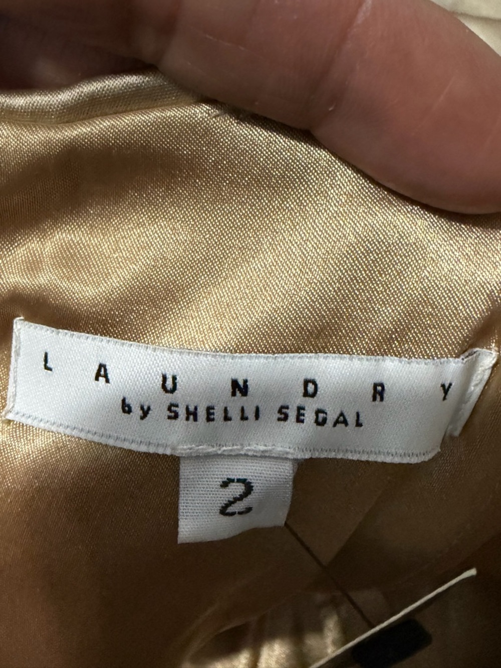 Laundry By Shelli Segal metallic cream satin gown size 2 made in the USA - Picture 5 of 10
